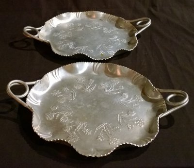 Pair of Vintage Aluminum Serving Platters - Farber & Slevin