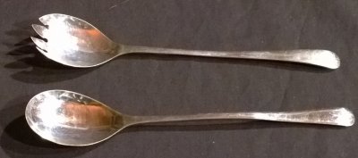 Antique Silver Serving Spoon / Fork