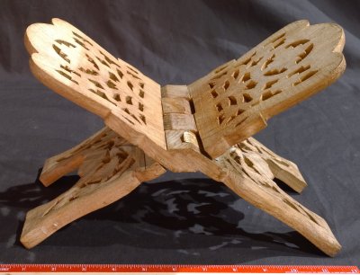 Carved Wood Book Stand - Made in India