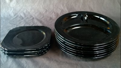 Antique Divide Plates - Pressed Glass, Stacking