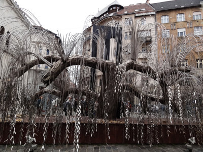 tree of life with names of holocaust victims on leaves, Budapest