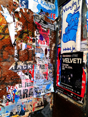torn posters, Belgrade Serbia