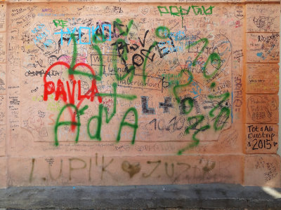 wall writing near charles bridge, prague