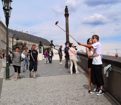 selfie, castle area, prague