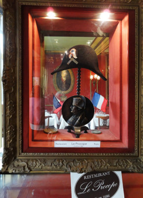 Napoleon's hat in a restaurant entrance, Latin Quarter