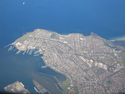 above Williamstown on a Melbourne to Auckland flight on Qantas
