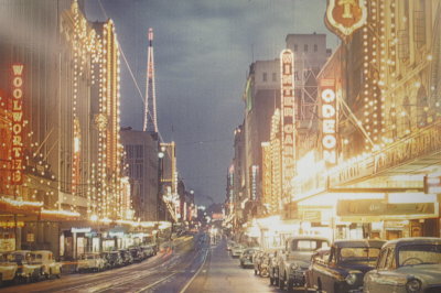 Brisbane a picture of Queen street in 1960 on display in Queen street