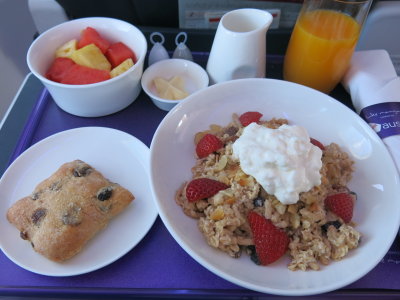 breakfast on Virgin Melbourne to Sydney flight