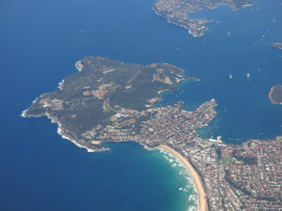 above Manly on a Delta flight Sydney to Los Angeles