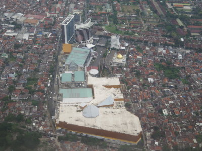 landing in Bandung above the Trans Studio Mall