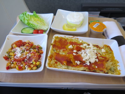 American Airlines lunch in business class Los Angeles to Mexico City
