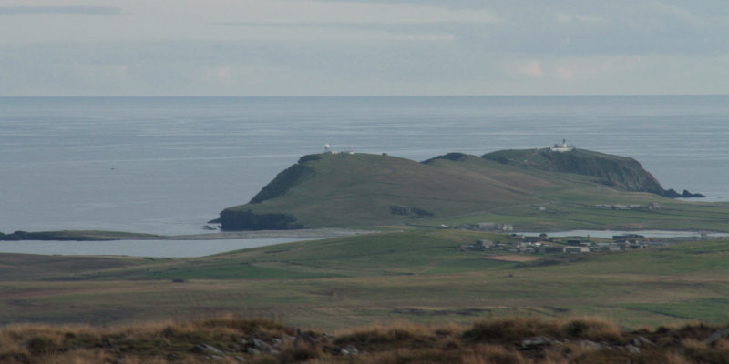 Sumburgh airport, hotel and Sumburgh Head from Ward of Scousburgh, Mainland, Shetland