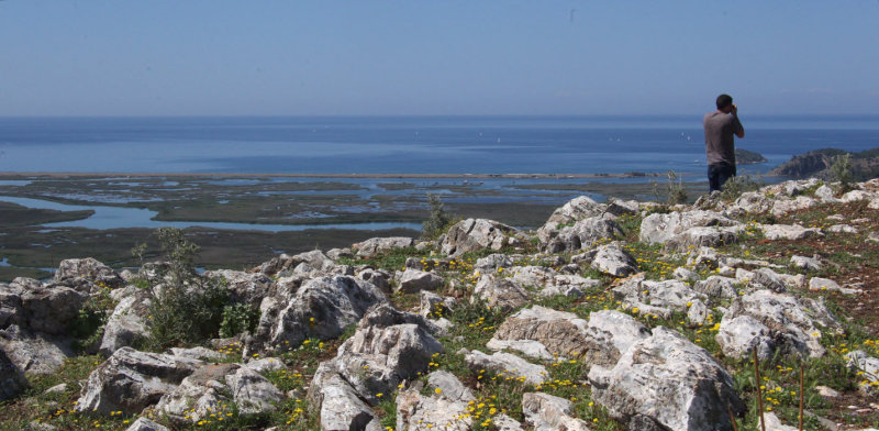 View of the river delta and Iztuzu Beach from Kaunos Rock near Dalyan