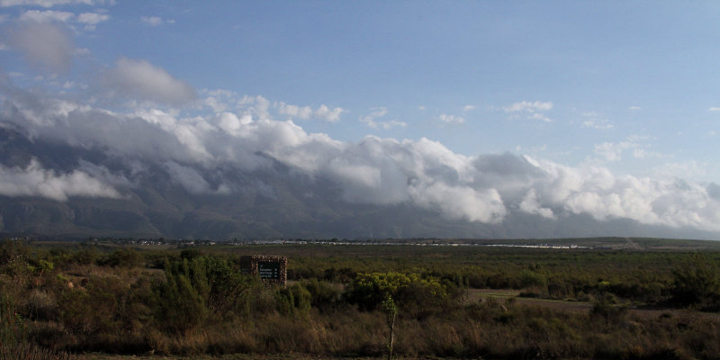 Morning mist over the mountains from Bontebok NP