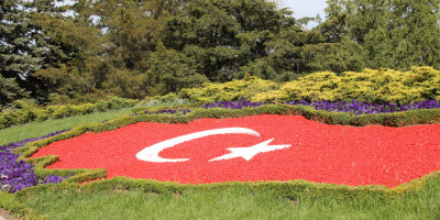 Turkish flag in flowers in Peace Park