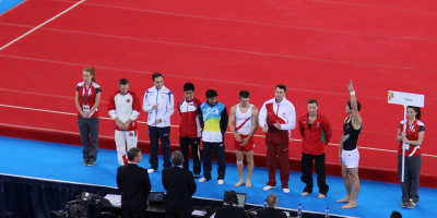 The finalists for the men's floor exercise