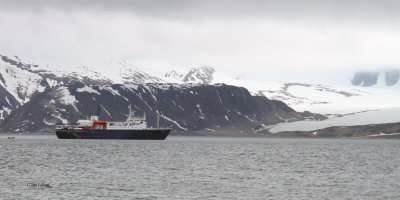 Ortelius at achor off Danskya, Svalbard