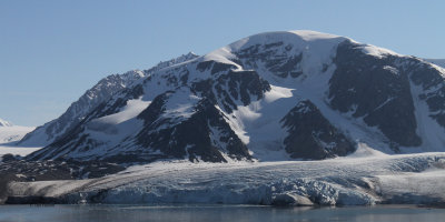 Mountains and glacers at the head of the Raudfjorden, Svalbard