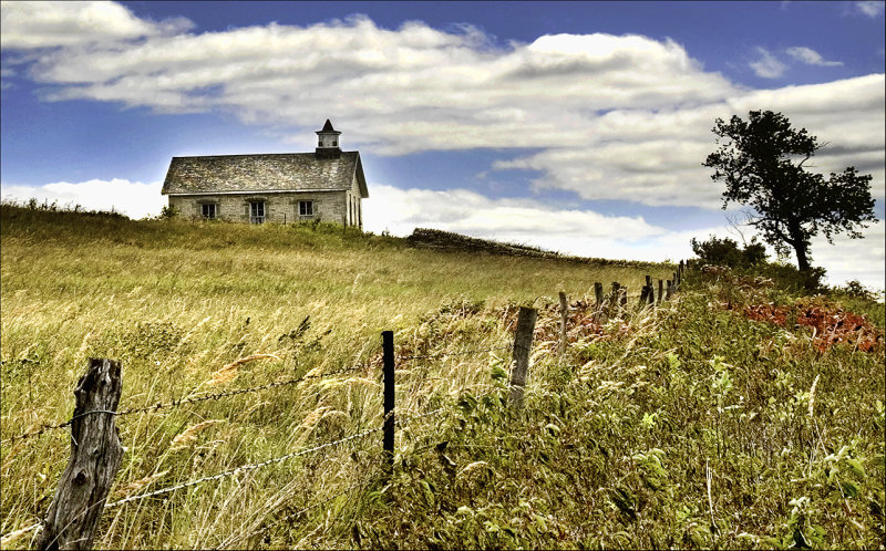 Schoolhouse,  Flint Hills in Kansas