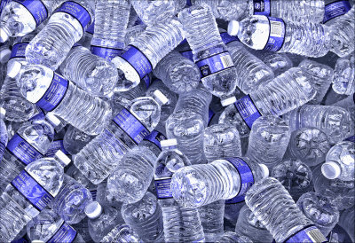 Water bottles on ice