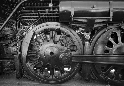 Locomotive Detail in B&W