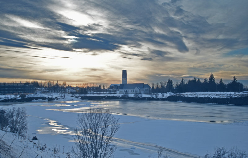 Selfoss in twilight