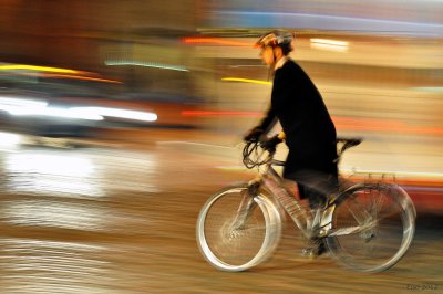 Cyclist in traffic
