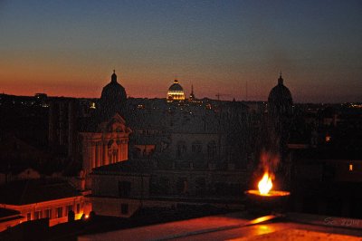 Skyline with fire