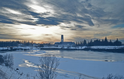 Selfoss in twilight