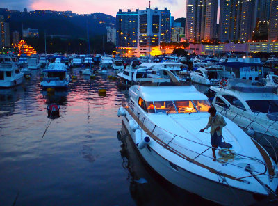 End of the Weekend in the Typhoon Shelter, Aberdeen, Hong Kong