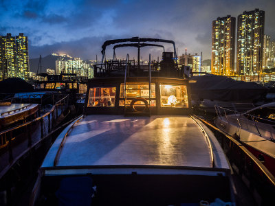 Evening aboard Watermark, Aberdeen Typhoon Shelter, Hong Kong