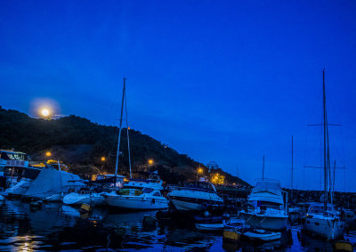 Moon rising in the Typhoon Shelter