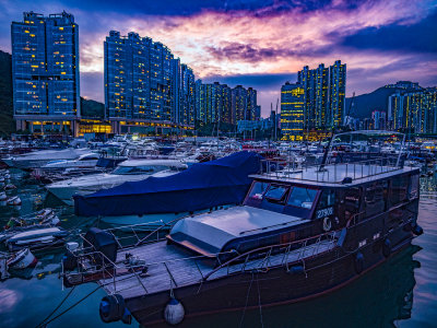 Friday evening sunset in the Typhoon Shelter