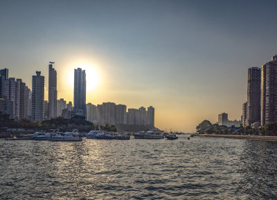 Aberdeen Channel at sunset, Hong Kong Island