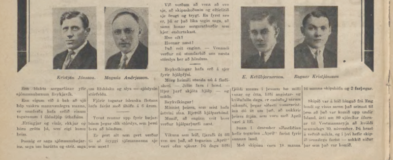Enn blakta sorgarfánar yfir sjómannabænum Reykjavik, Morgunblaðið, des. 1930