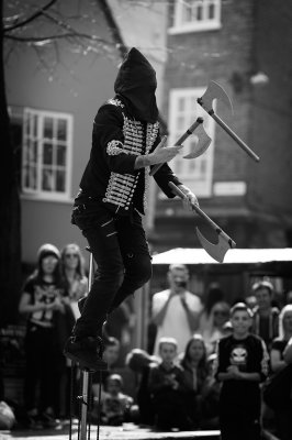 20150410 - Blindfold Unicycling Axe Juggler