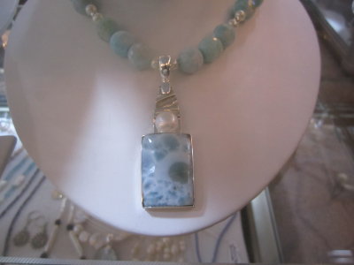 larimar set in sterling silver