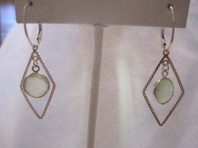 E/R with mint green Chalcedony in Oval Leverbacks