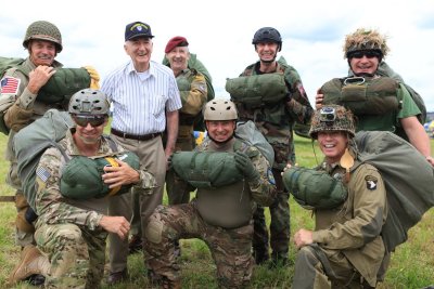 Dad with members of the Liberty Jump Team