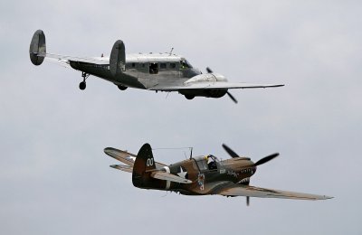 C-45 and P-40 from the C-47 cockpit