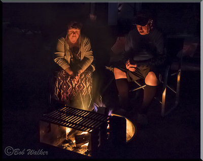 Campers Out Enjoying Their Campfire 