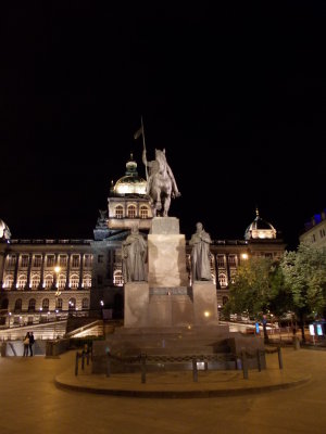 Wenceslas Square and the statue of St. Wenceslas ...