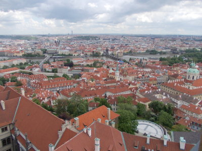 View of Prague from tower of St Vitus Cathedral ..