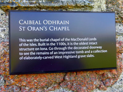 (231) LOCH AWE Holiday - Iona - St Oran's Chapel Sign
