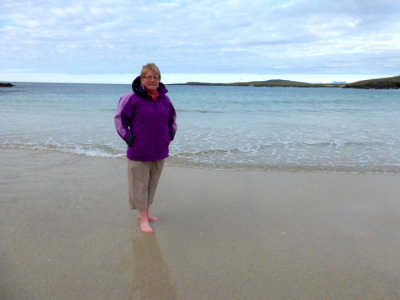 (399) Isle of Barra Beach Hotel View - Tangasdale Beach- Margaret paddling