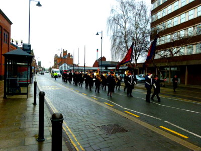 2013-03-21-20 Chalk Farm Band Marching to Open Air in Coopers Square