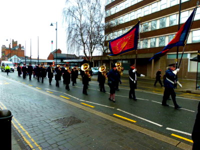 2013-03-21-21 Chalk Farm Band Marching to Open Air in Coopers Square