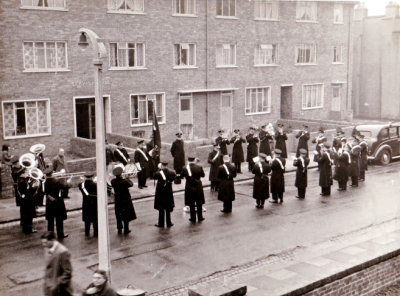 1954 Circa - Burton Band @ Tutbury outside Percy Banford's - C/O Major Chris Mercer