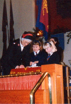 1996 - Commissioning of New Junior Soldiers Leah Wileman and Kay Grundy by Major L Geleit