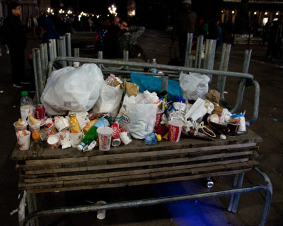 Trash left in St. Mark's Square